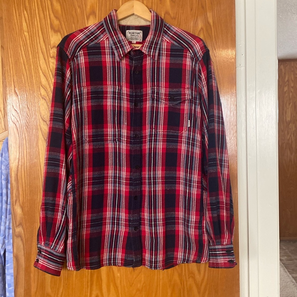 Mens Burton Large Plaid Long Sleeve